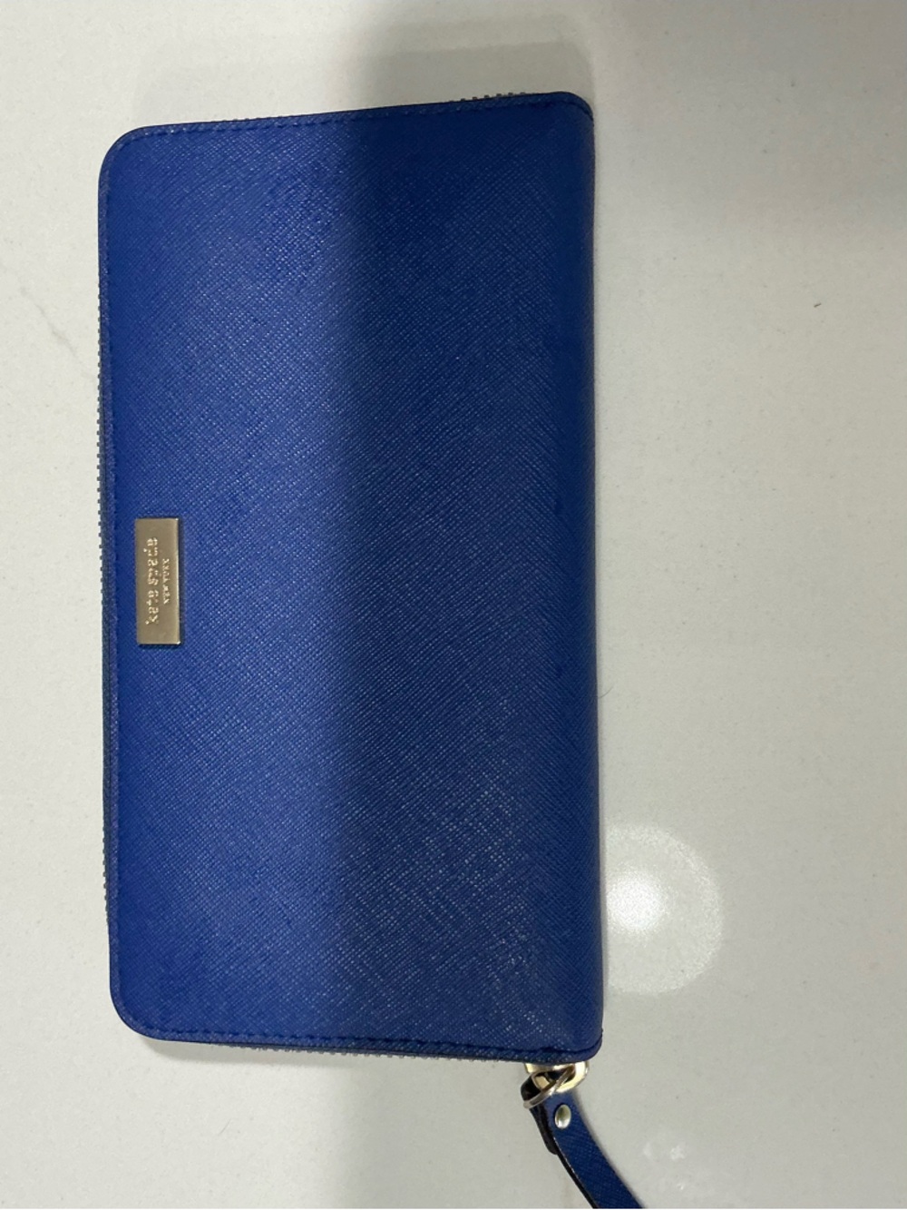 Kate Spade New York Blue Saffiano Leather Zip Around Continental Wallet